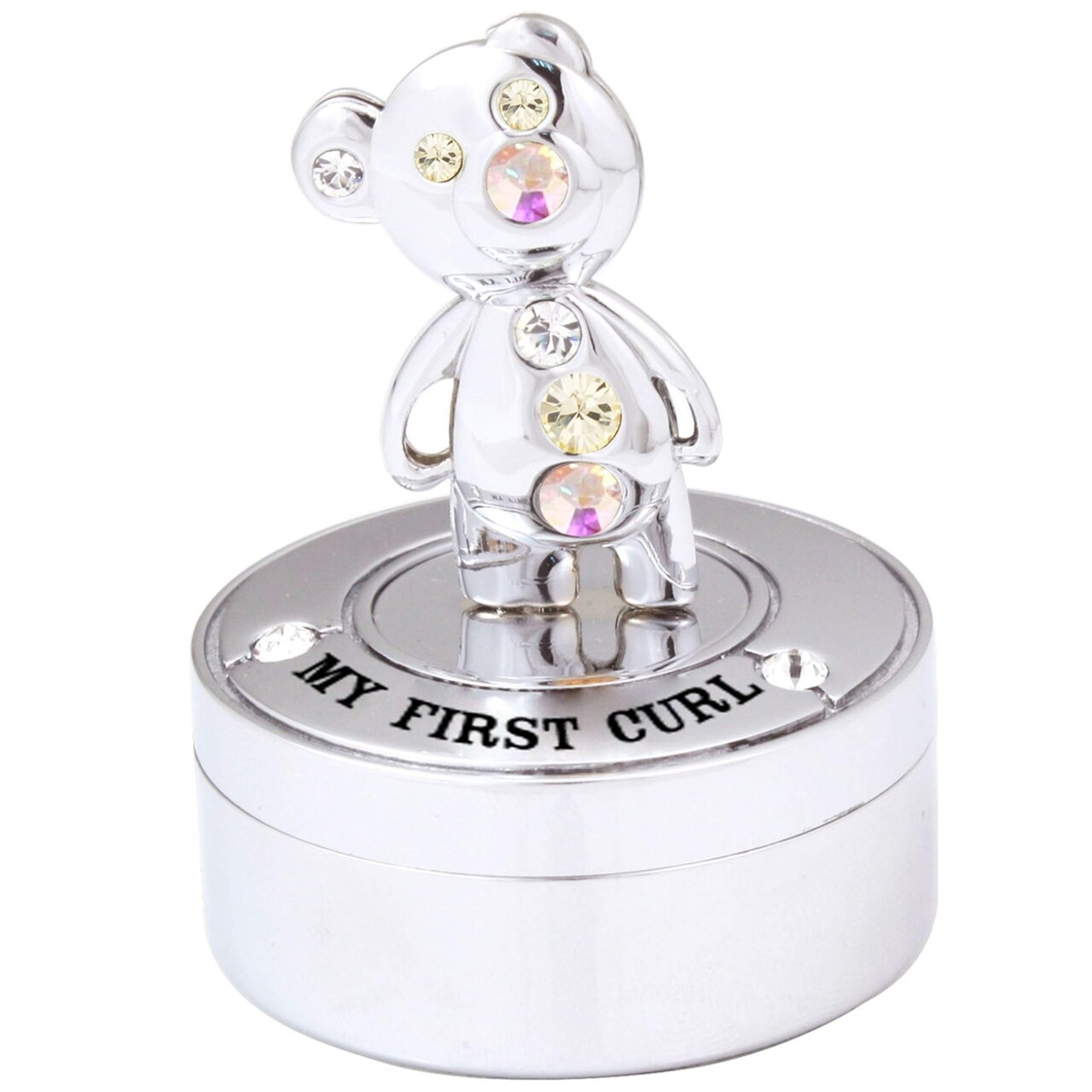 Matashi Chrome Plated Mini Silver Teddy Bear Keepsake Box For Kids